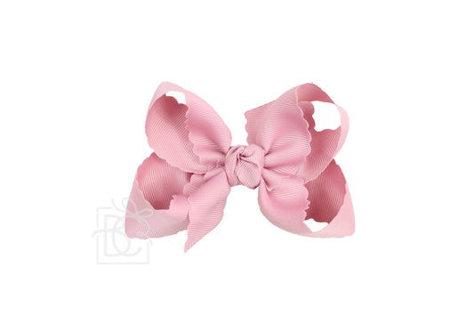 SCALLOPED EDGE BOW: Mauve / 4.5" Large - 1.5" Ribbon on Alligator Clip