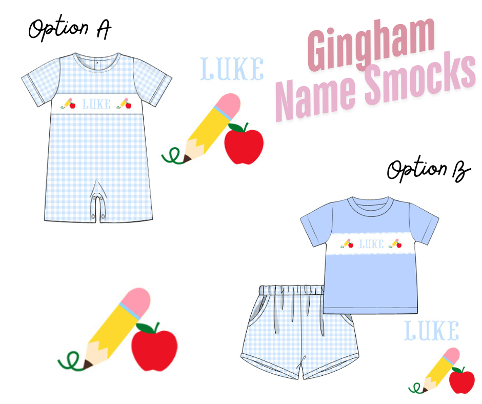 Boys Gingham Name Smocks