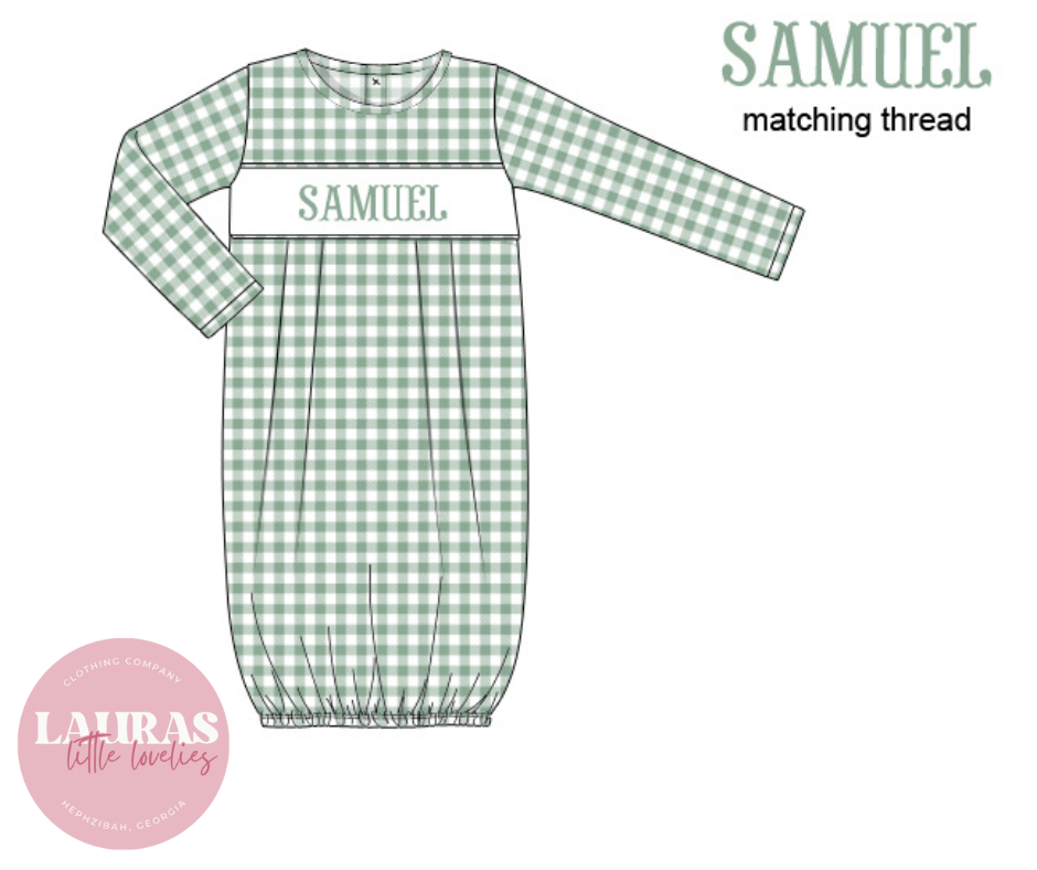 Green Gingham Smock Gown