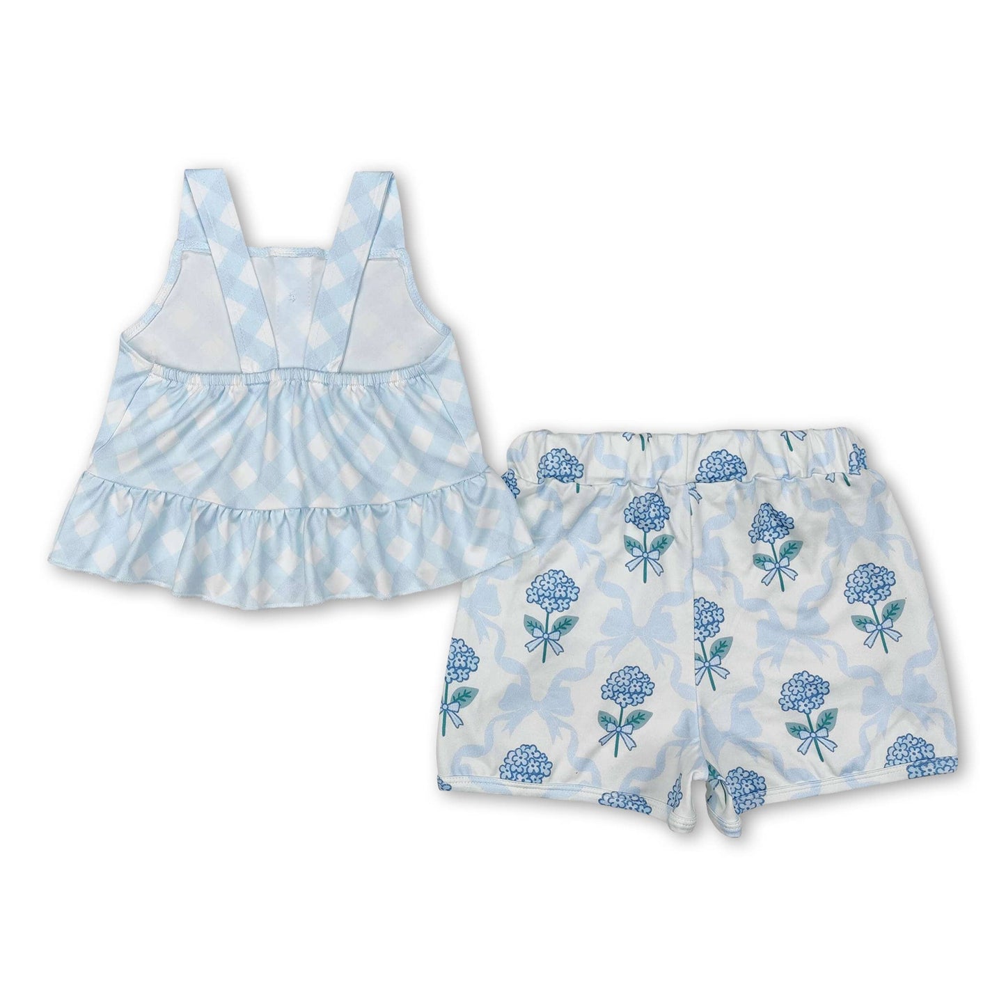 Sleeveless light blue bow floral baby girls athletic dresses: Athletic dress / 4T