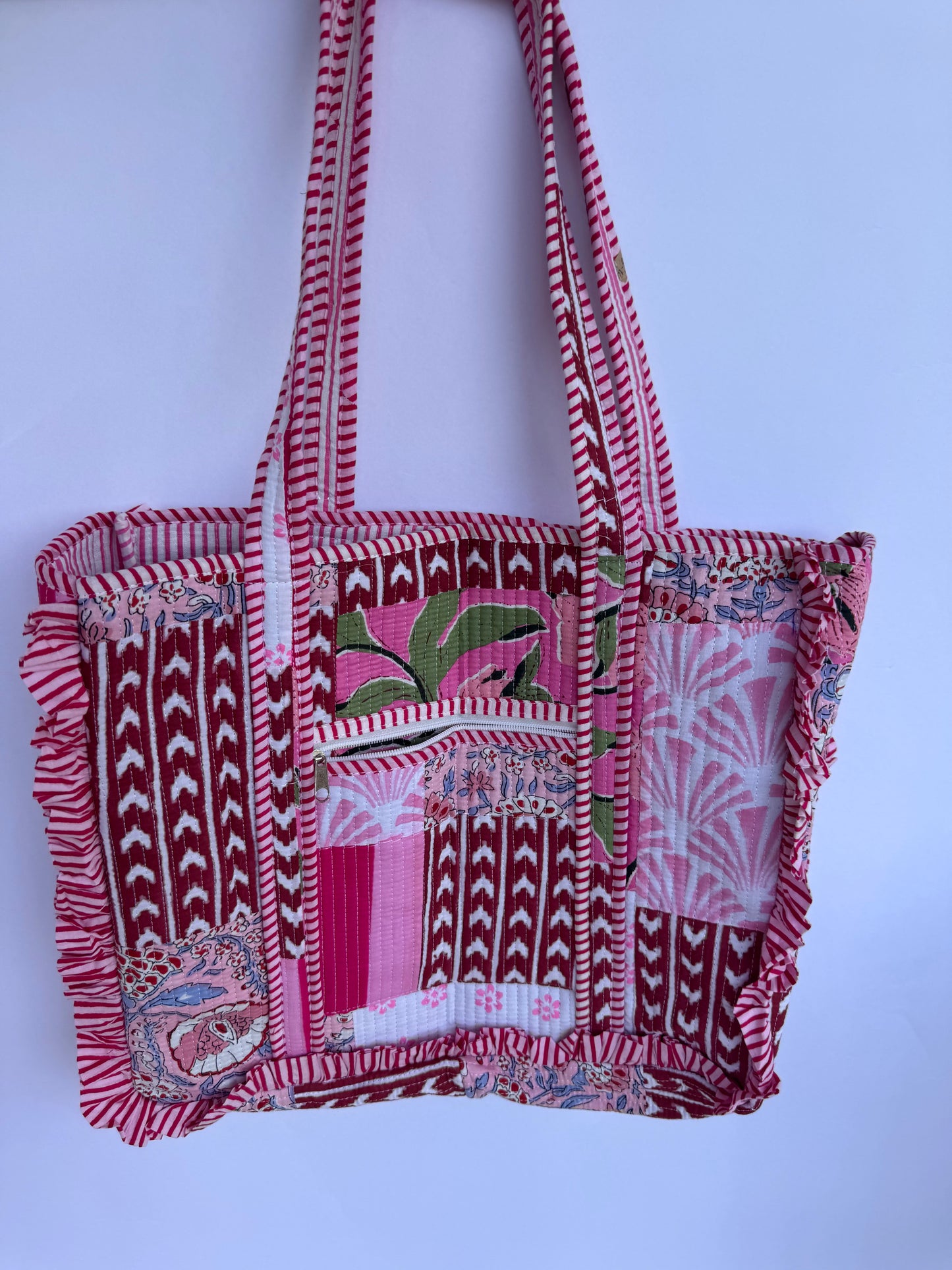 Rosé Mosaic Ruffled Tote