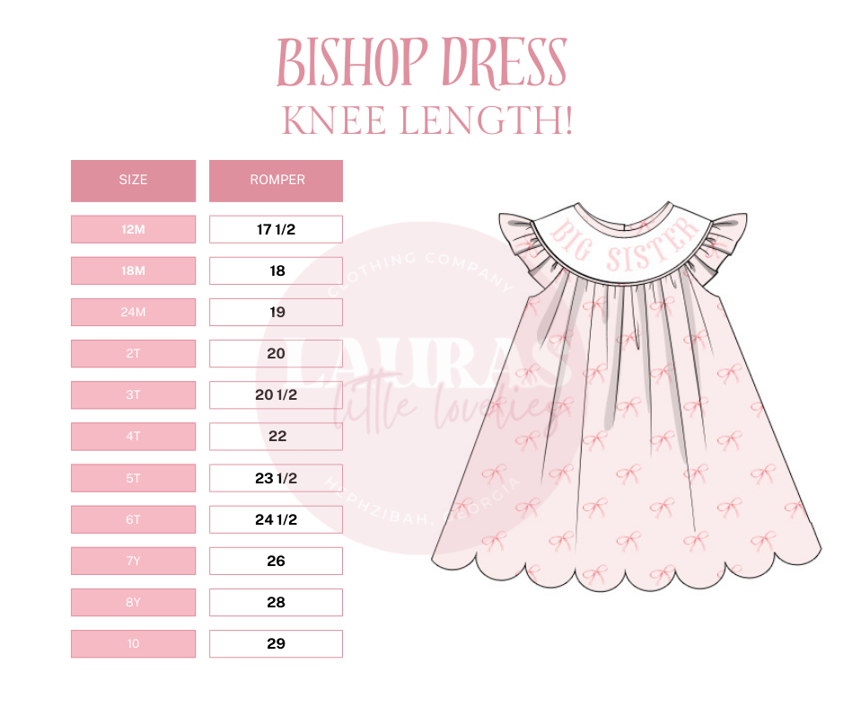 Bishop Dress Size Chart