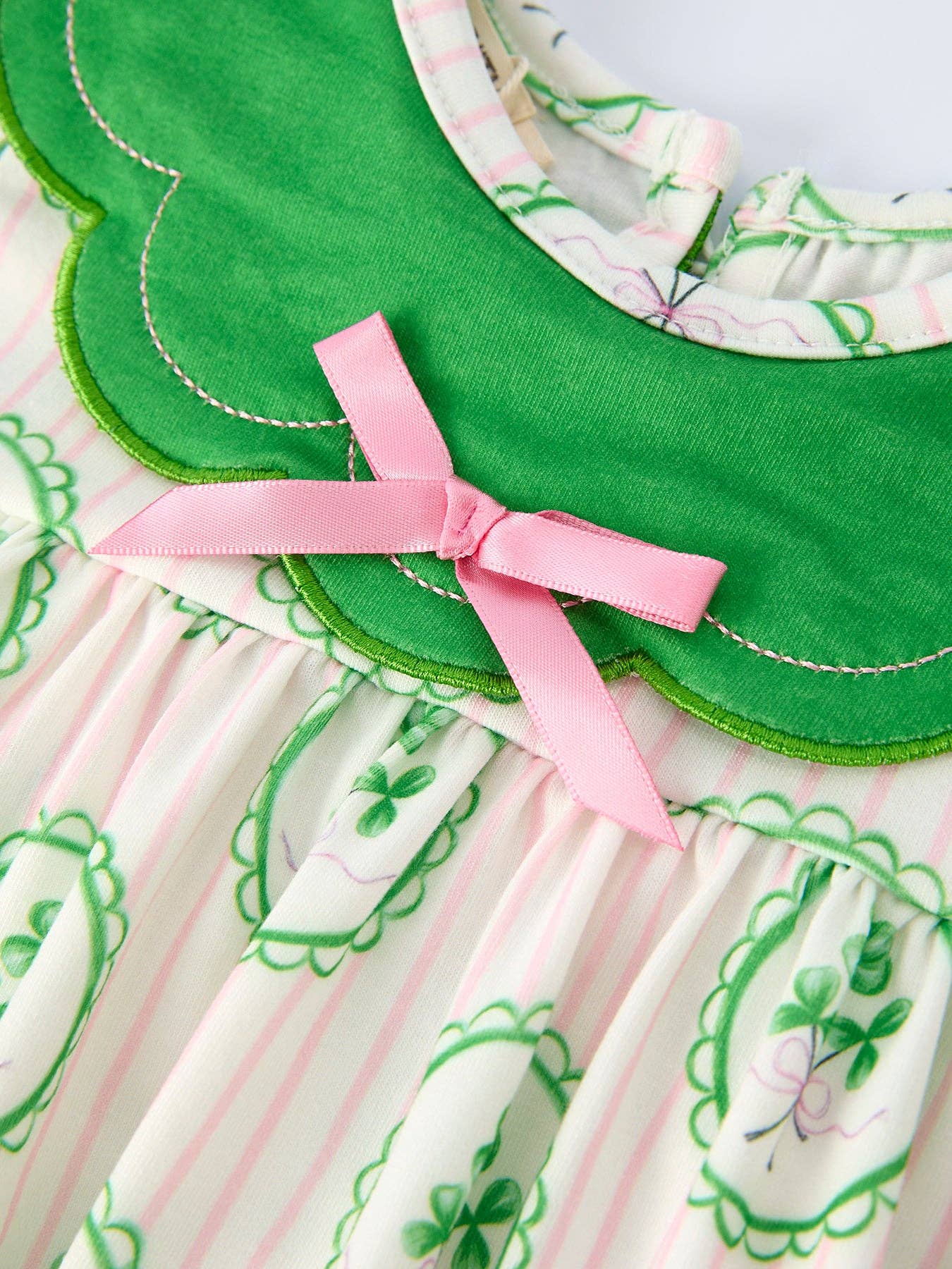 St. Patrick's Day Shamrock Striped Long Sleeve Girl Dress: 5
