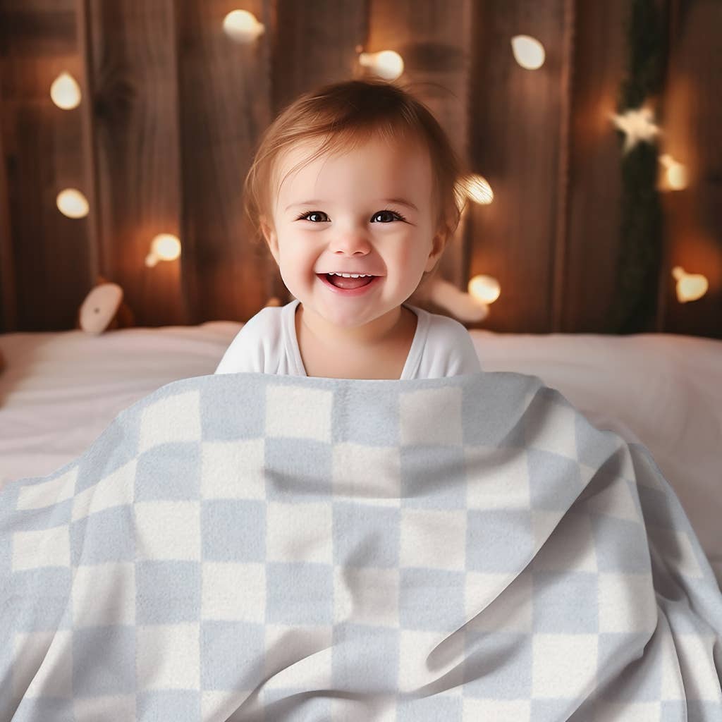 Kids Checkered Pattern Soft Throw Blanket: Blue / ONE SIZE
