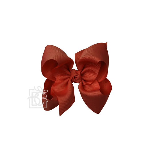 SIGNATURE GROSGRAIN BOW ON CLIP: 5.5" Huge - 2.25" Ribbon on Alligator Clip / NEW RUST