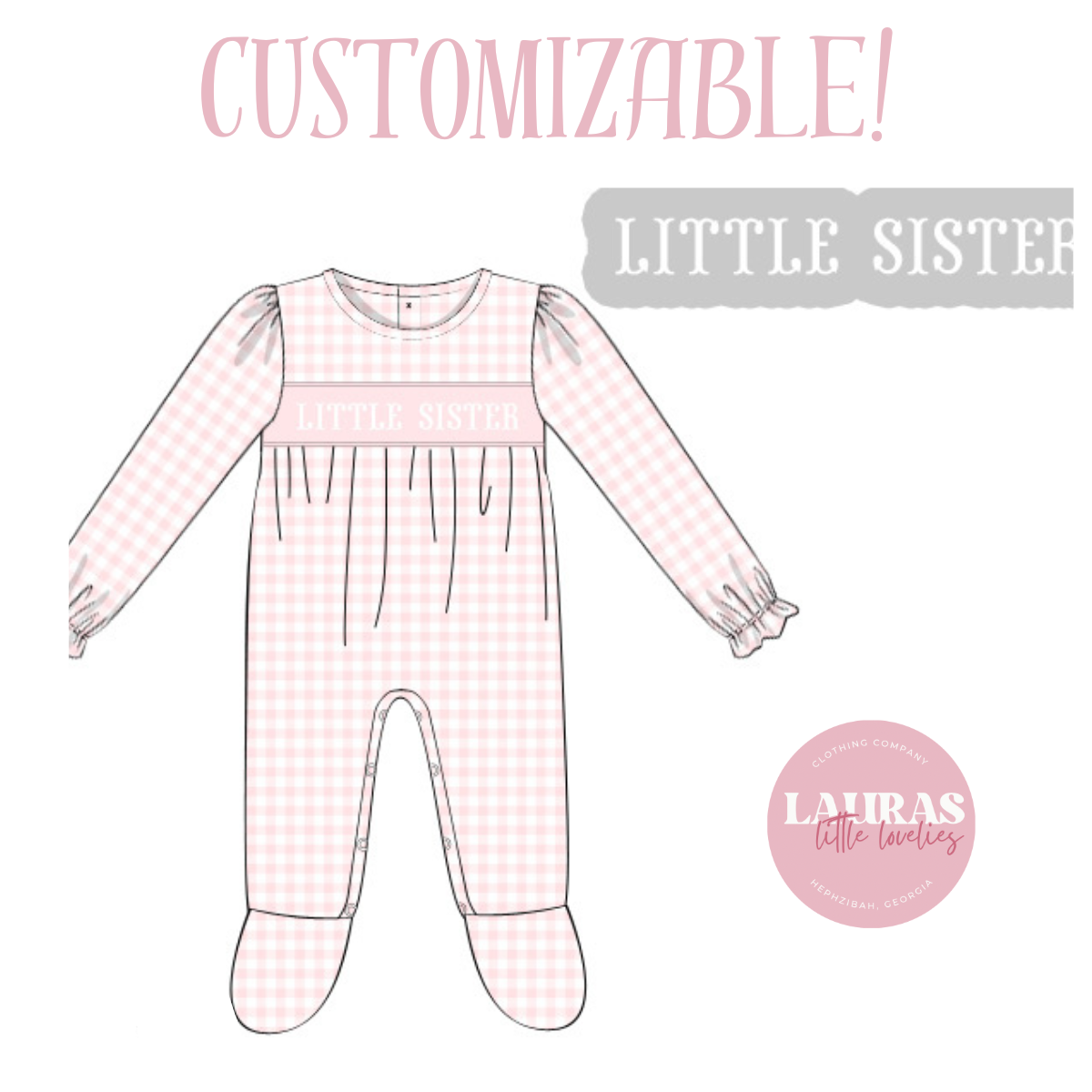 Pink Gingham Footie Romper