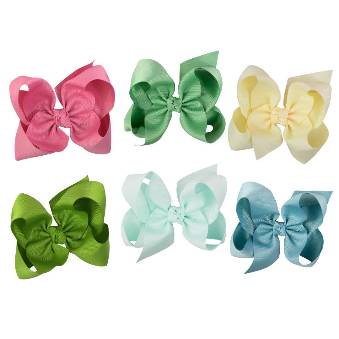 Signature Grosgrain Bow on Clip (New Colors): Nile Blue / 4.5" Large - 1.5" Ribbon on Alligator Clip