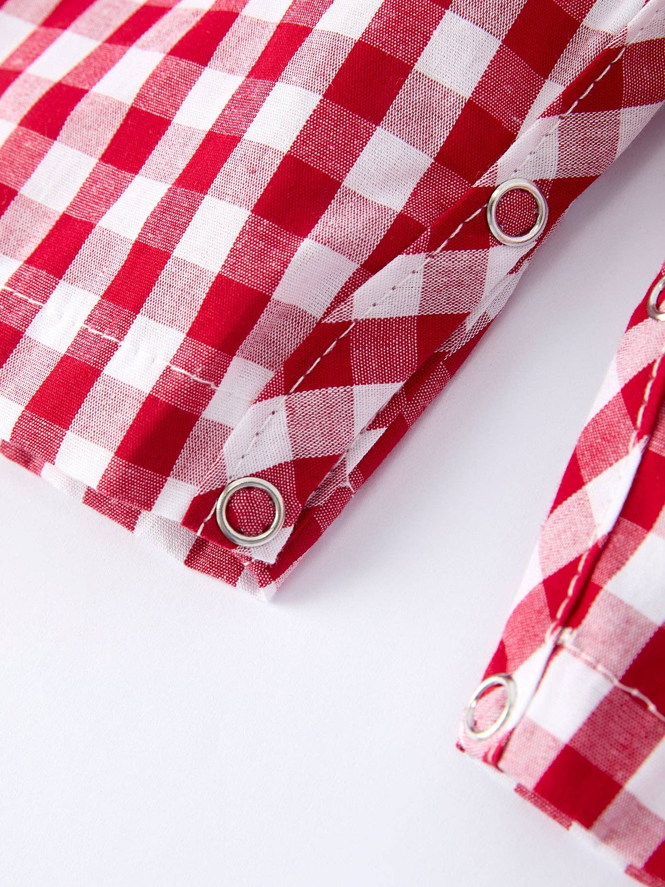 Valentine Red Plaid Boys Romper with Applique Heart Dog Detail: 12M