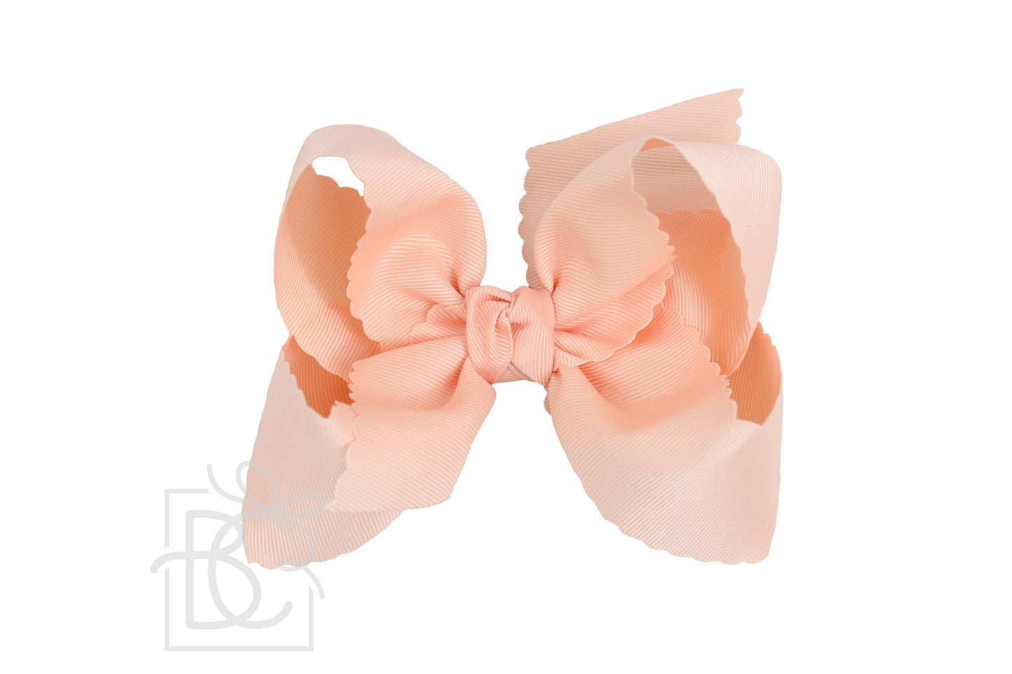 SCALLOPED EDGE BOW: Pink / 4.5" Large - 1.5" Ribbon on Alligator Clip