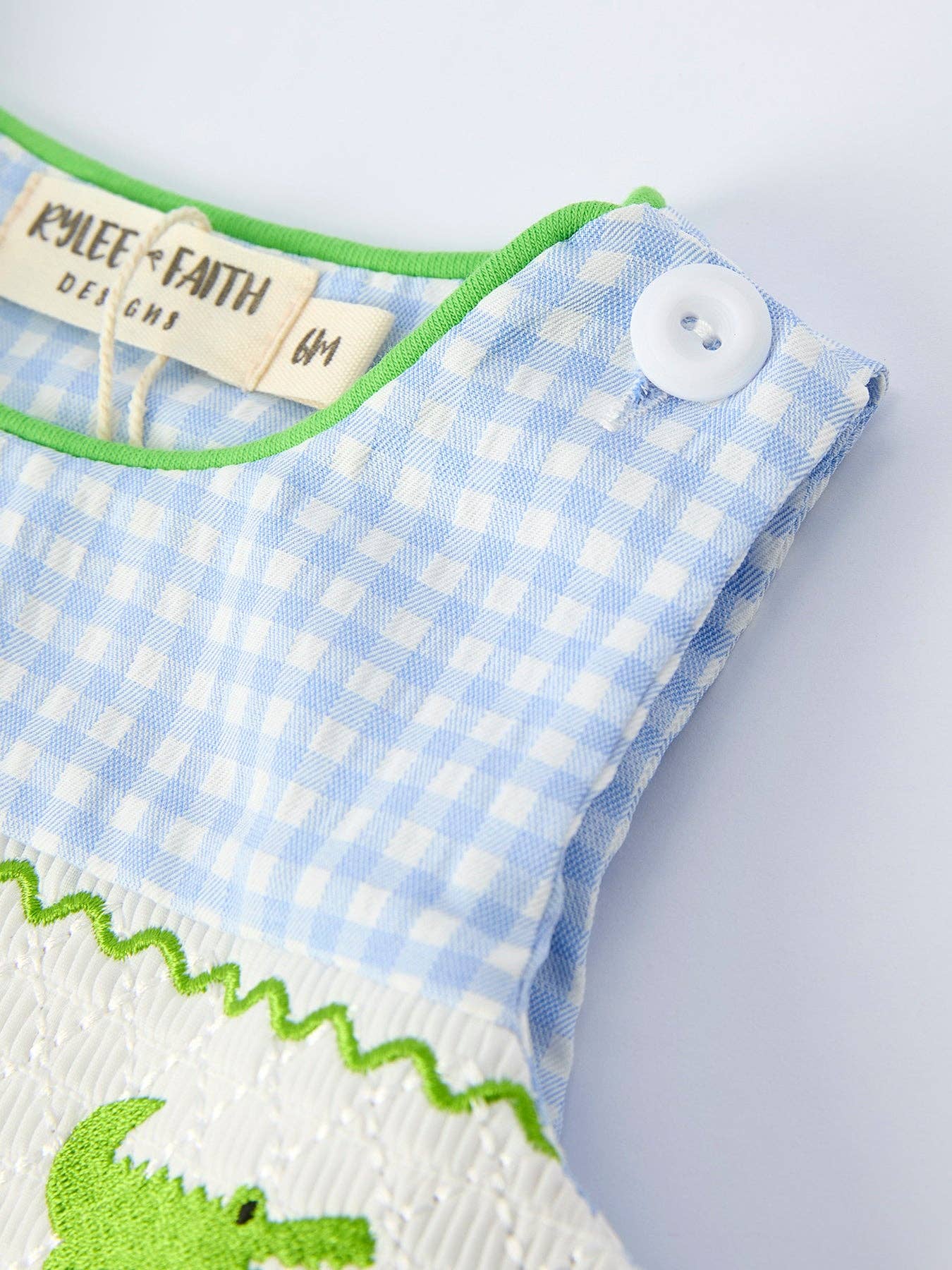 Baby Boys Summer Crocodile Embroidered Smocked Romper: 3M