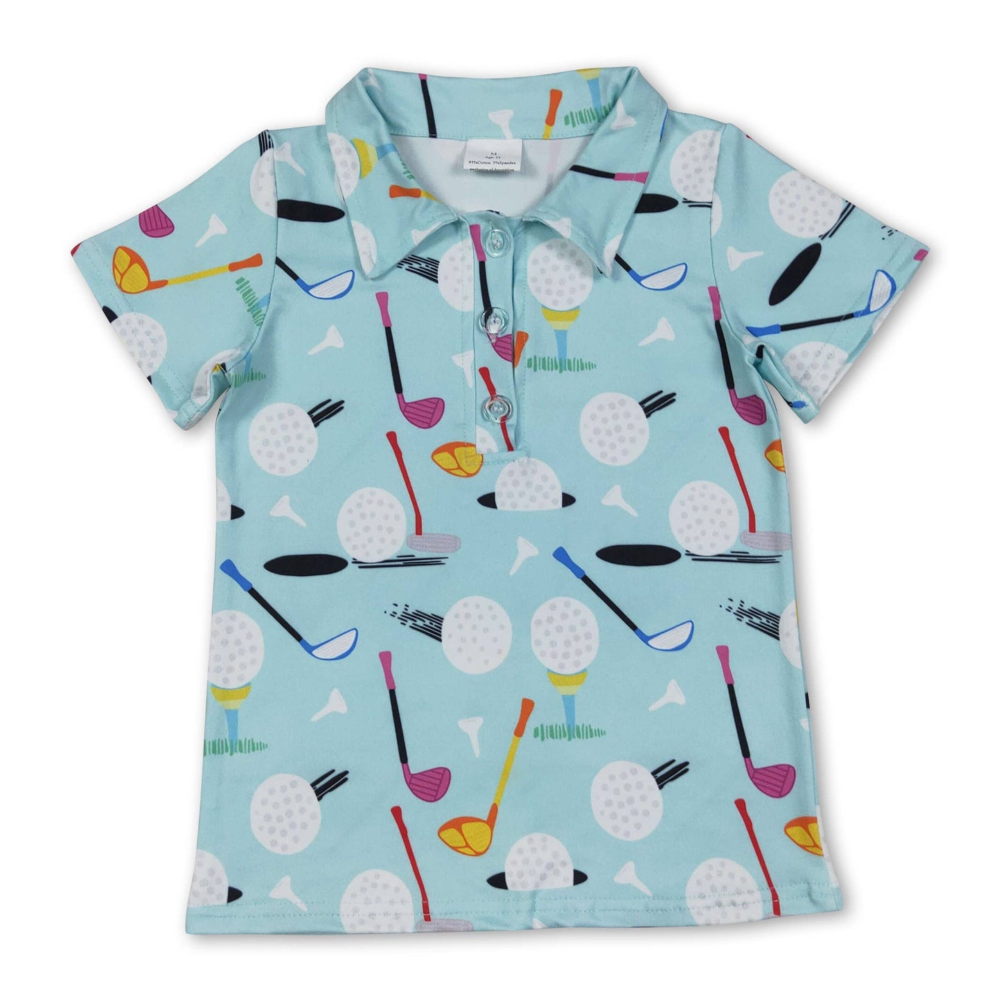 Short sleeves green golf  kids boys polo shirt: Stripe golf / 4T