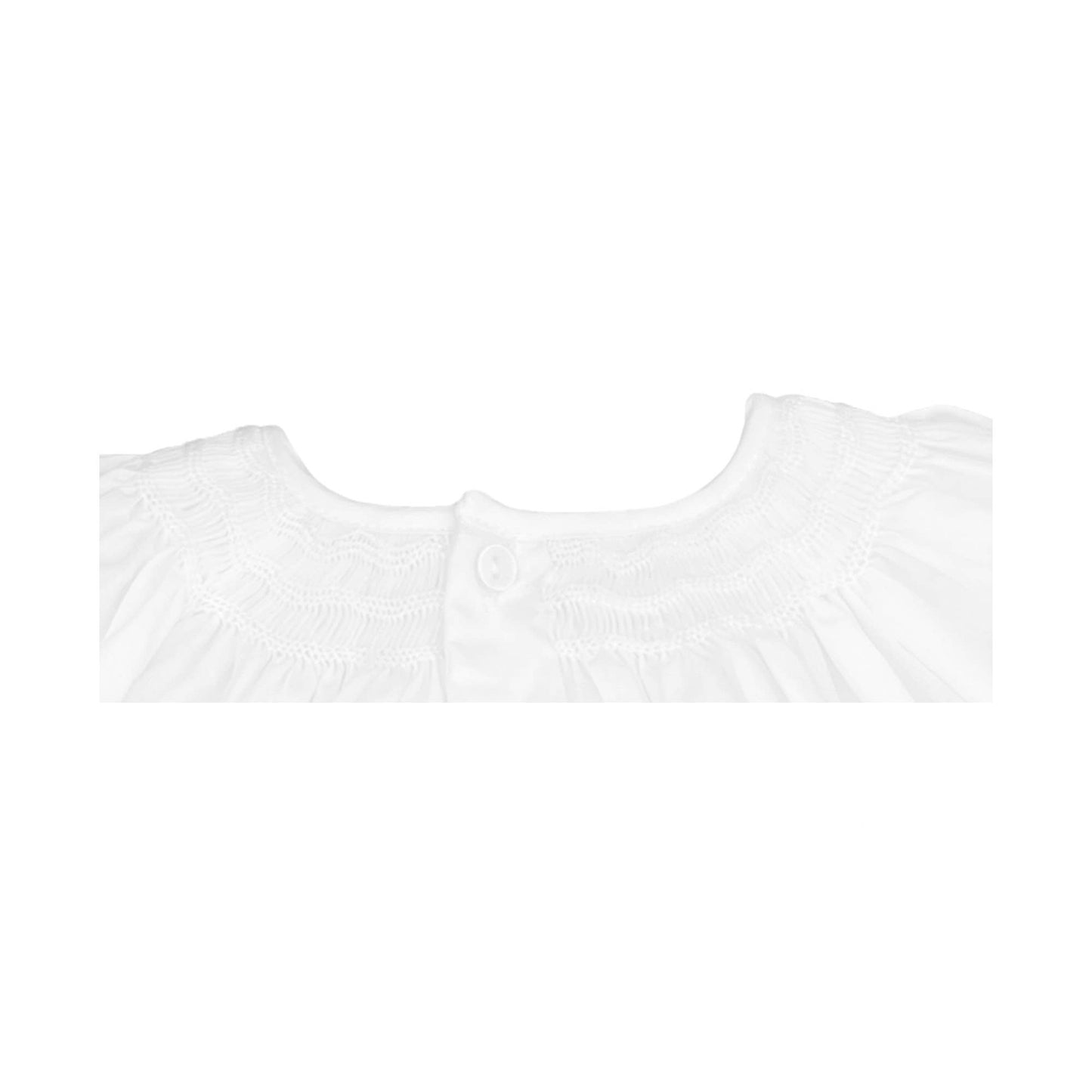Gown with Wave Smocking- White