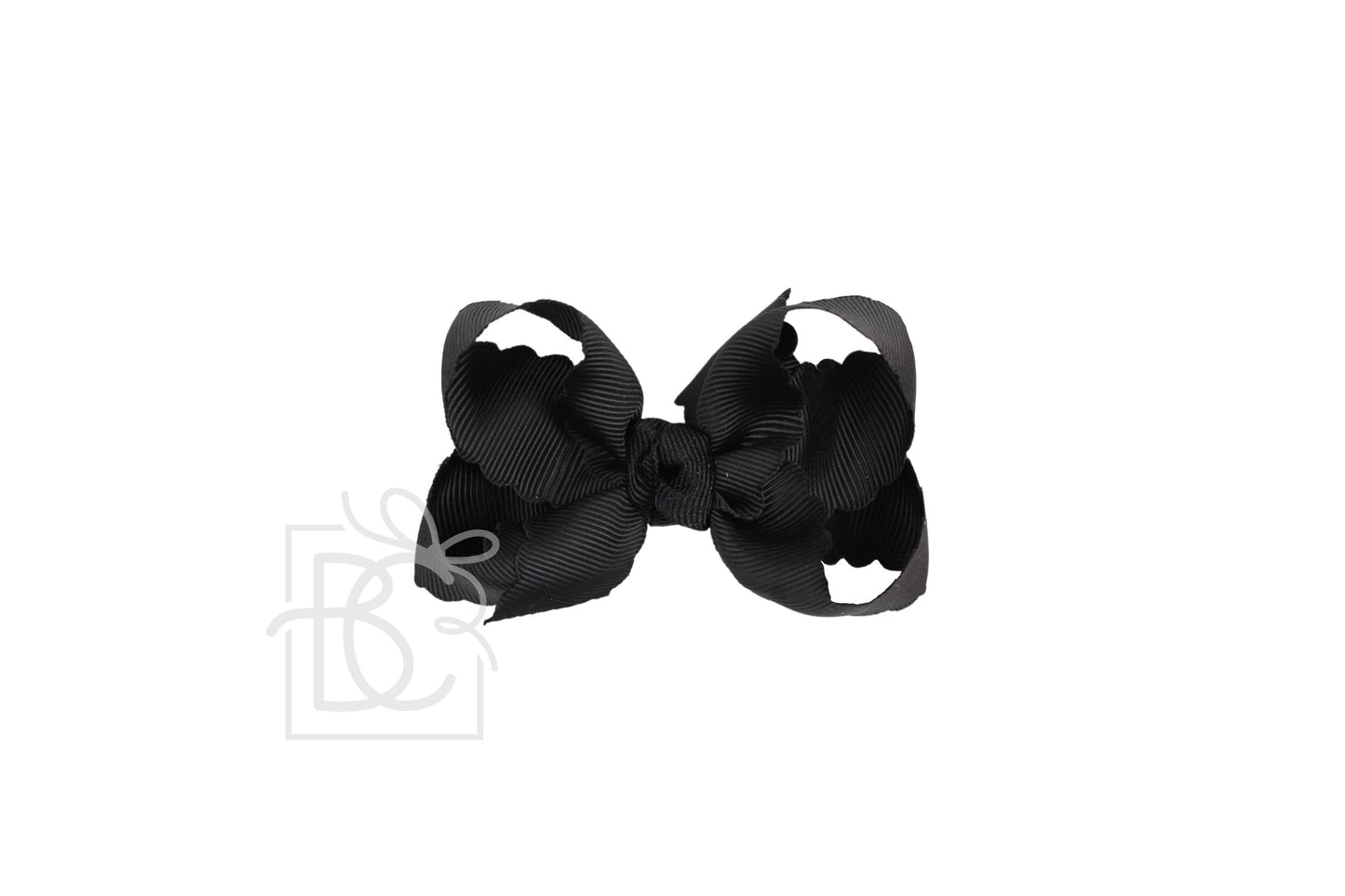 SCALLOPED EDGE BOW: Oatmeal / 4.5" Large - 1.5" Ribbon on Alligator Clip