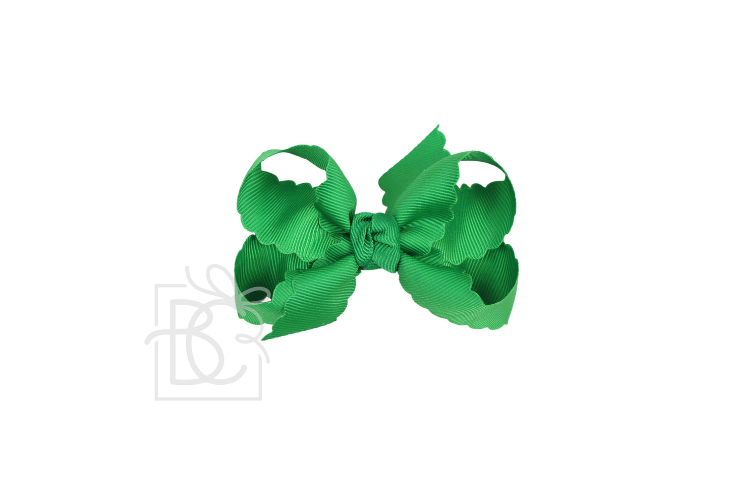 SCALLOPED EDGE BOW: Oatmeal / 4.5" Large - 1.5" Ribbon on Alligator Clip