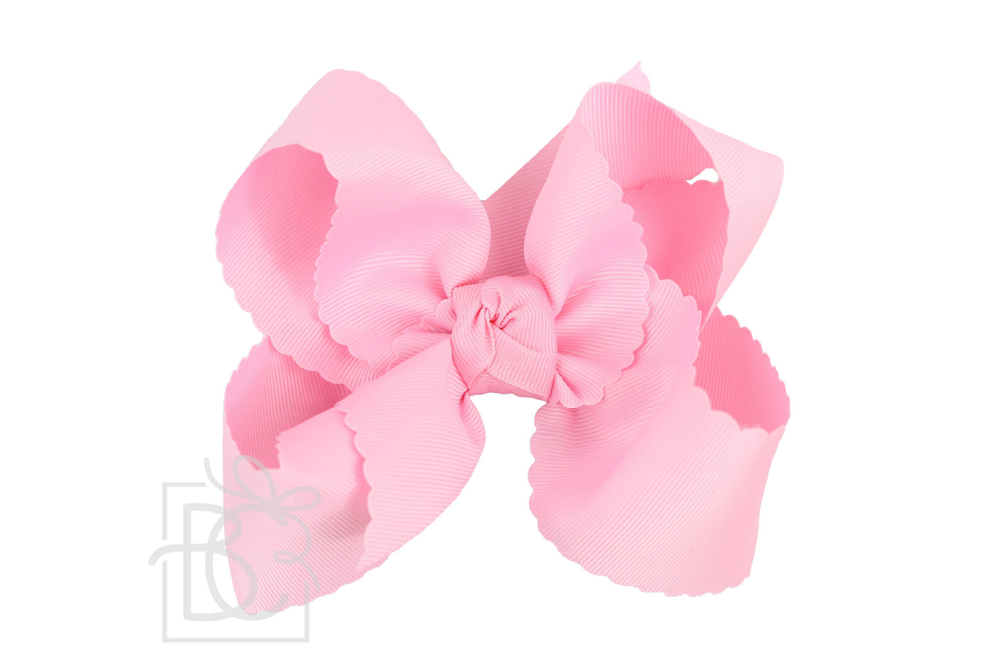 SCALLOPED EDGE BOW: Pink / 4.5" Large - 1.5" Ribbon on Alligator Clip