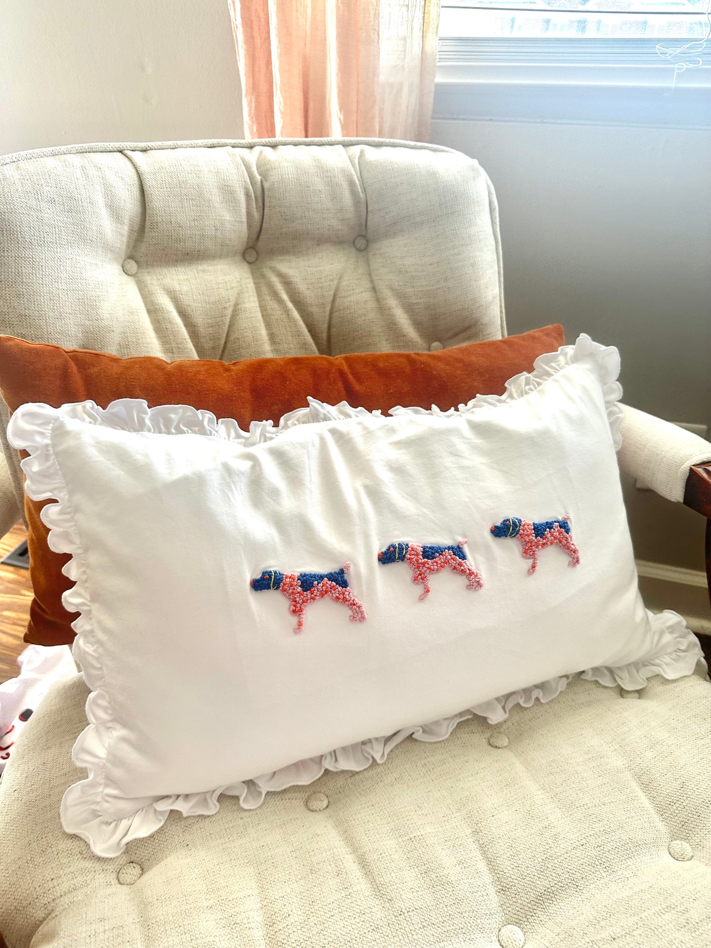 Colorful Bird Dog Throw Pillow