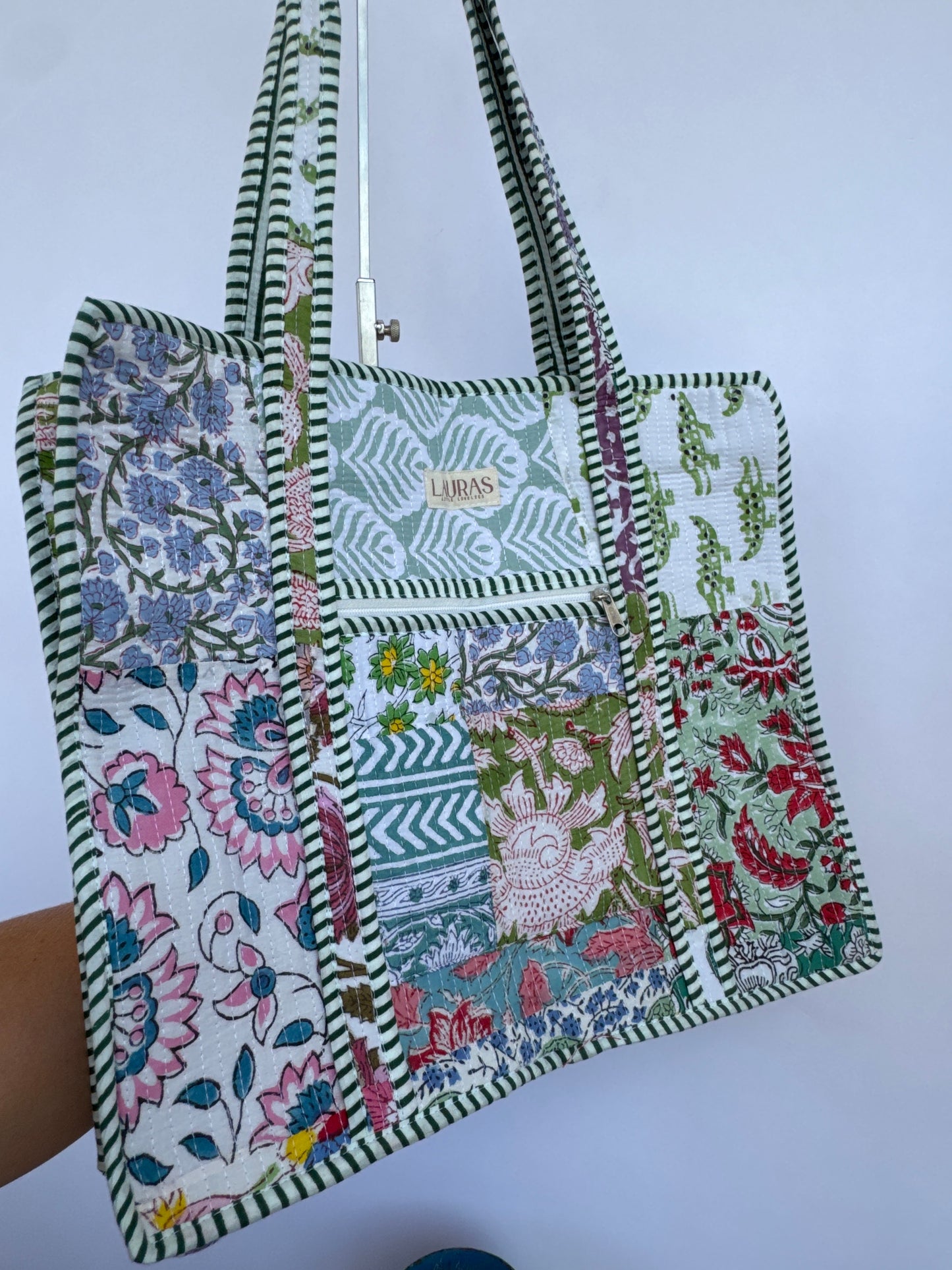 Posie Patch Zippered Tote