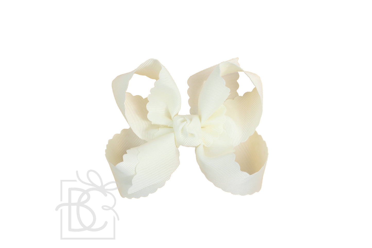 SCALLOPED EDGE BOW: Pink / 4.5" Large - 1.5" Ribbon on Alligator Clip