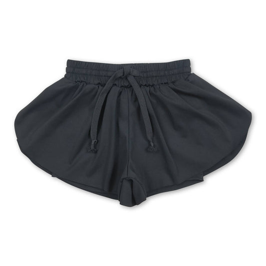 Blue kids girls activewear summer yoga shorts: Black / 2T