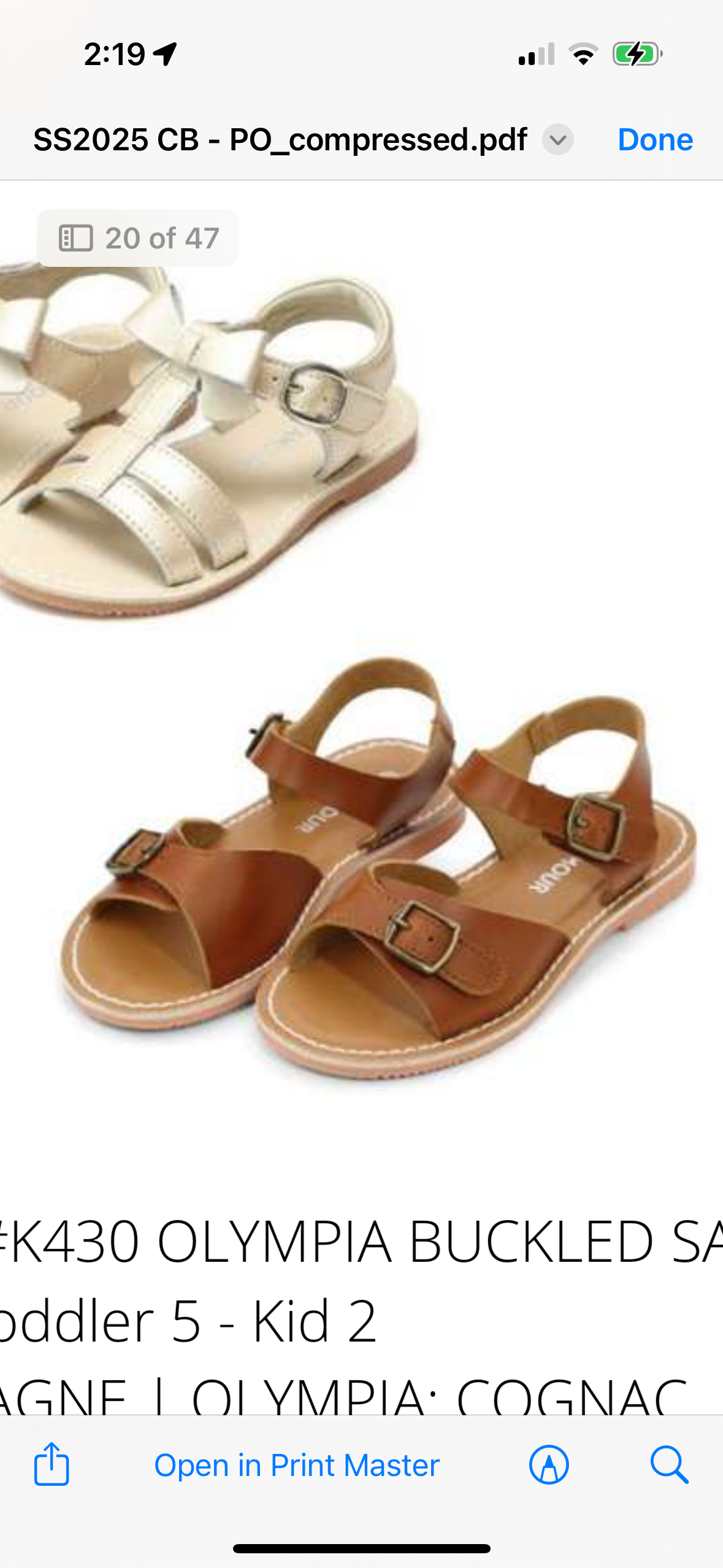 Cognac Sandals Size 1