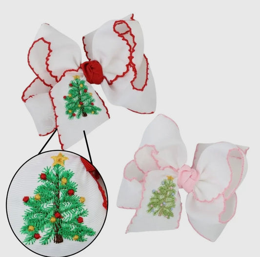 Embroidered Christmas Tree Bows