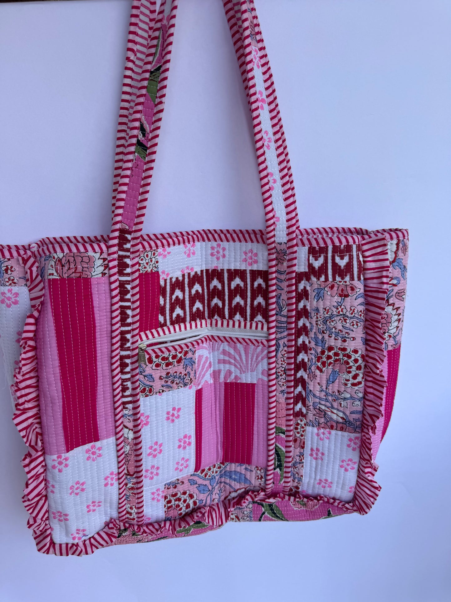 Rosé Mosaic Ruffled Tote