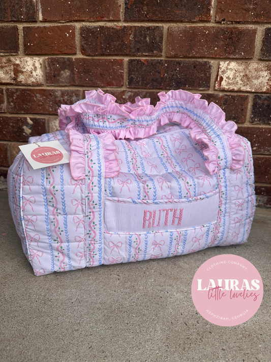 Swirly Bows Quilted Duffle