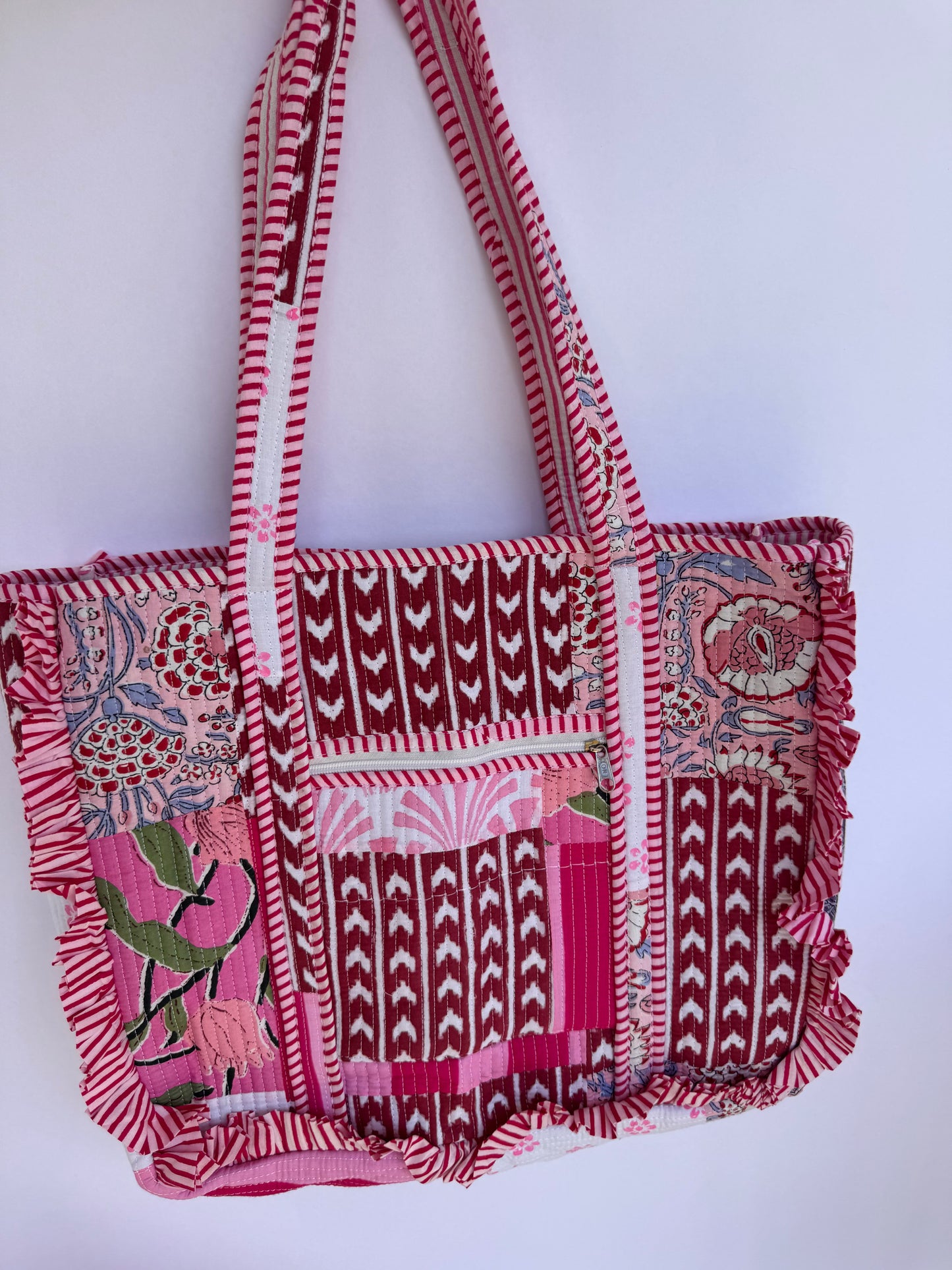 Rosé Mosaic Ruffled Tote