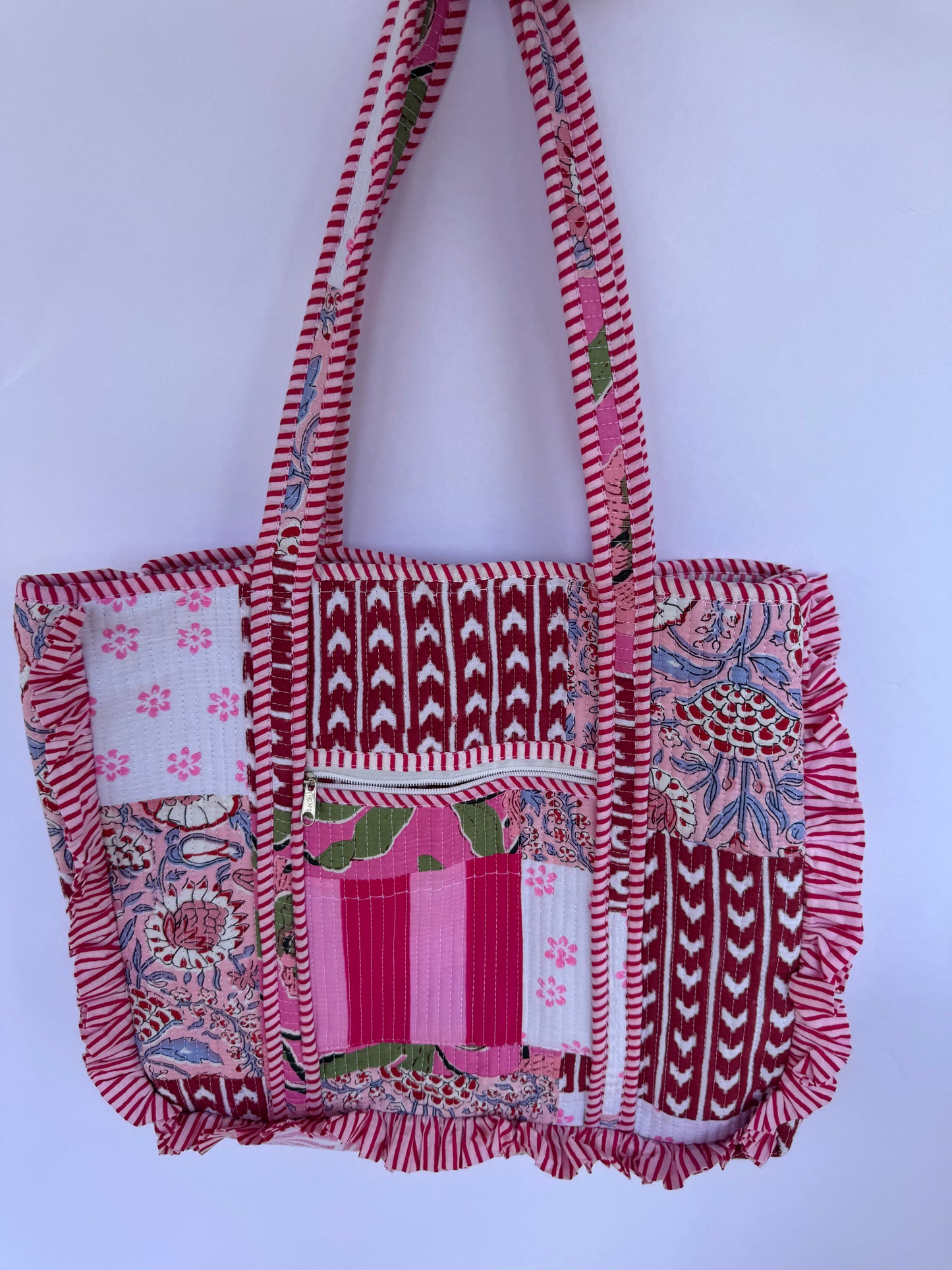 Rosé Mosaic Ruffled Tote
