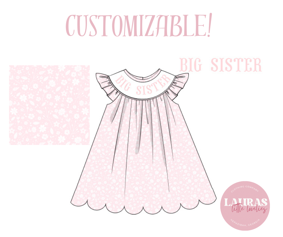 Pink Floral Name Smock Dress