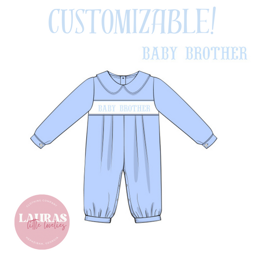 Blue Name Smock Boys Romper