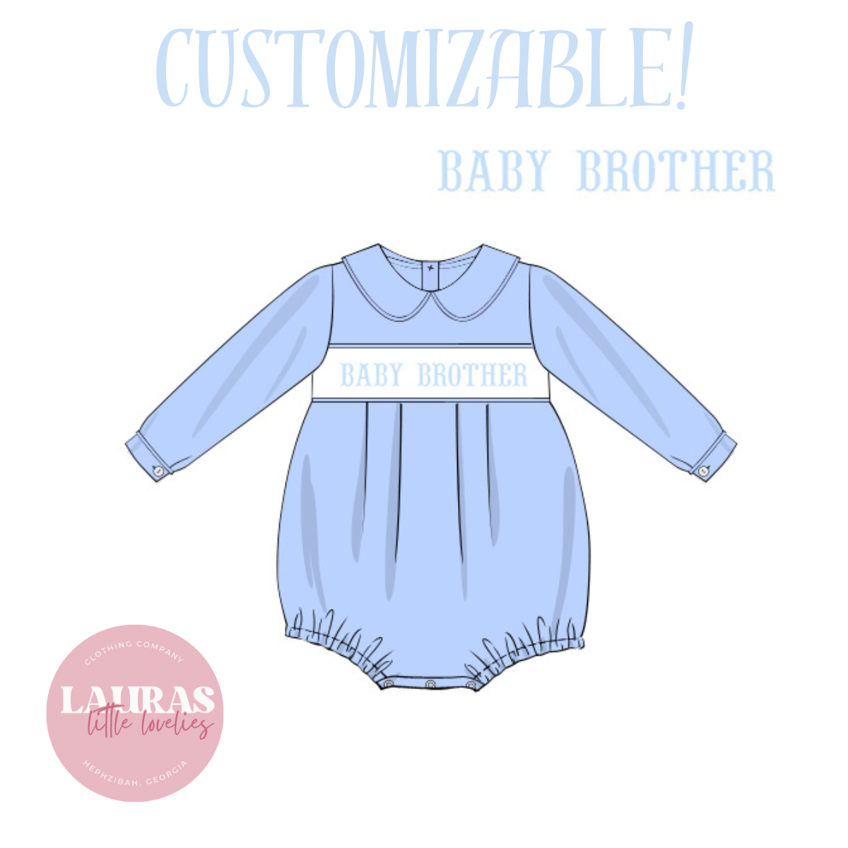 Blue Longsleeve Boys Name Smock Bubble