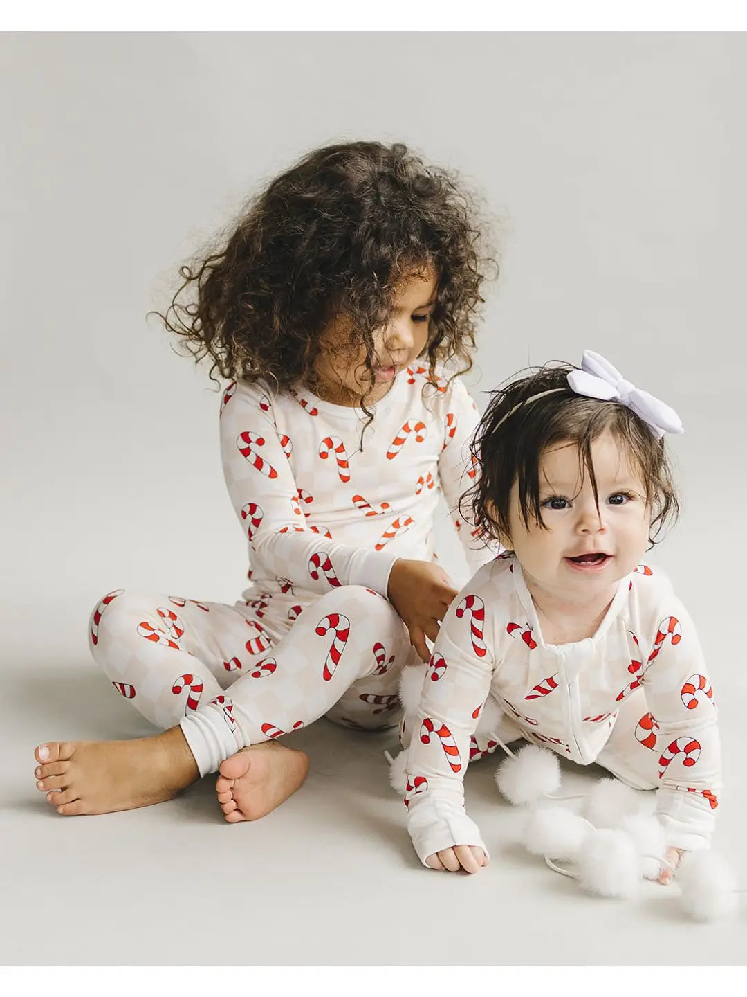 Checkered Candy Cane Bamboo PJ Zippy