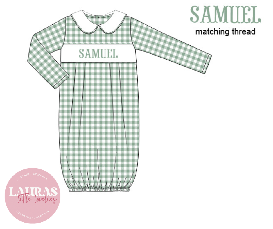 Green Gingham Smock Gown