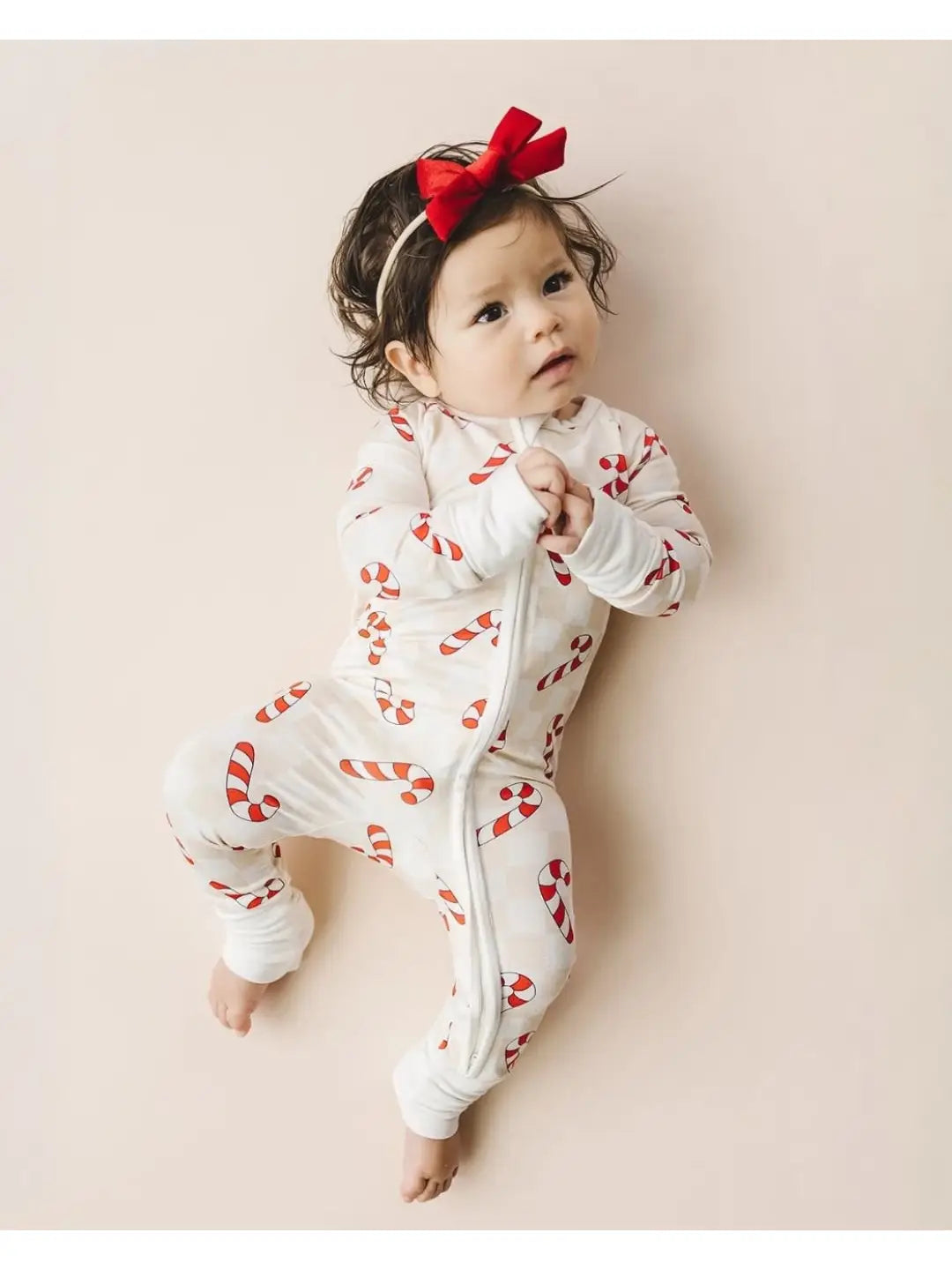 Checkered Candy Cane Bamboo PJ Zippy