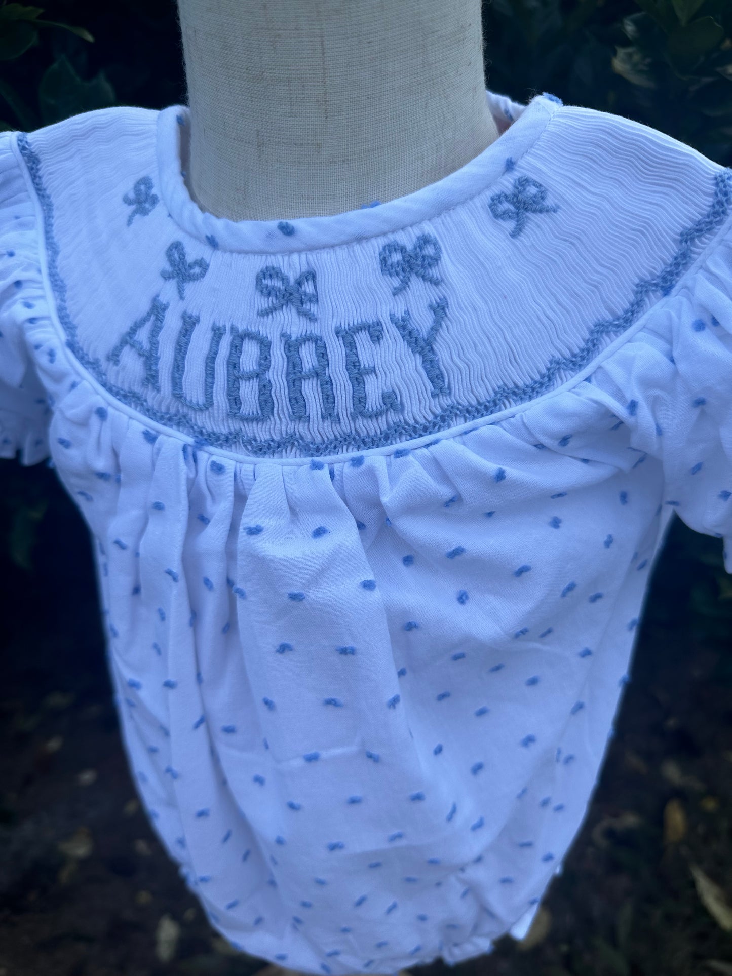 Blue Bitty Bows Name Smock Bubble