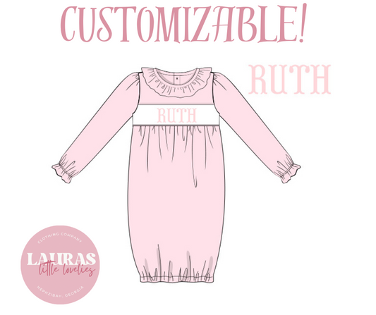 Pink Name Smock Gown