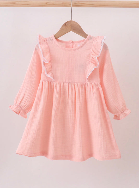 Pink Muslin Ruffle Dress