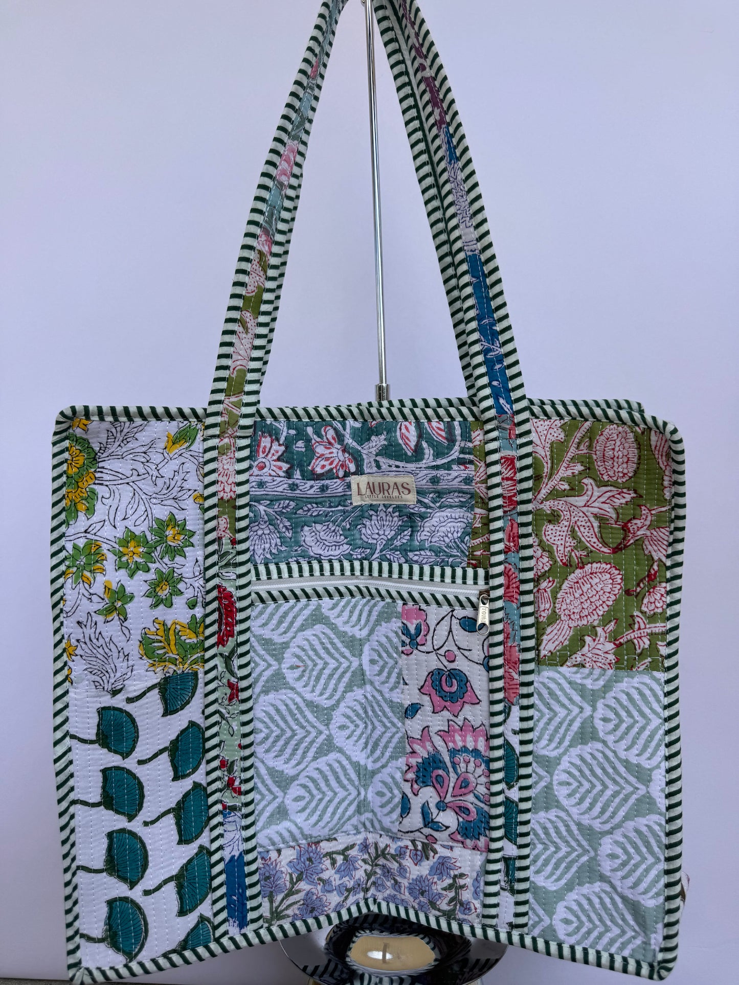Posie Patch Zippered Tote