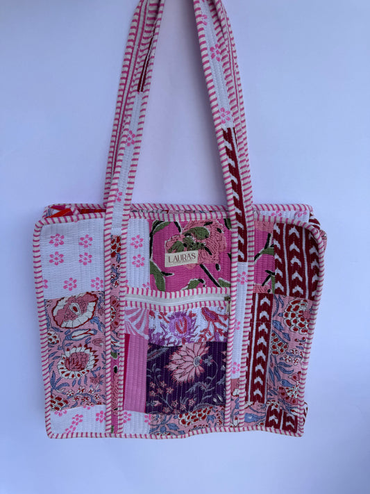 Rosé Mosaic Zippered Tote