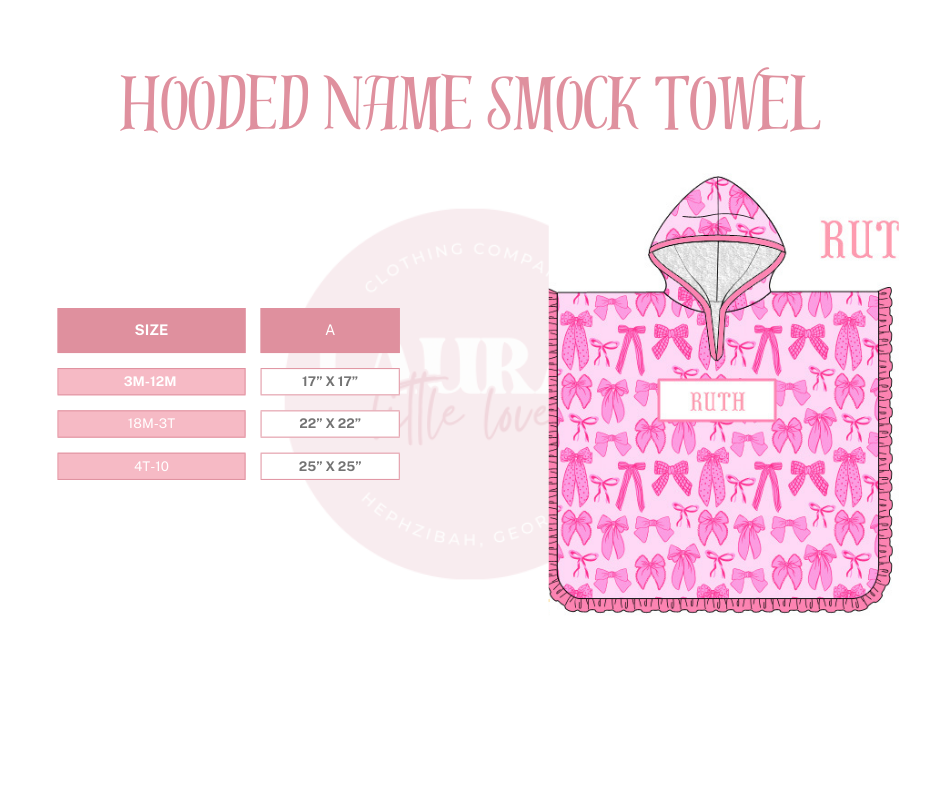 Size Chart Name Smock Hooded Towel