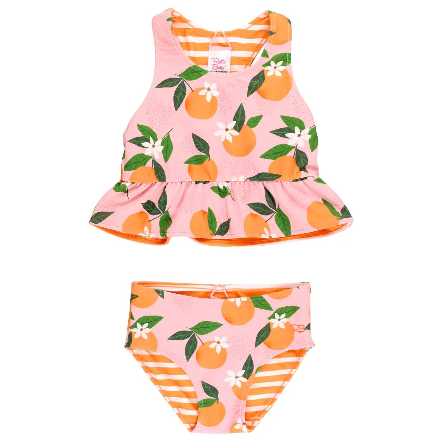 Girls Orange You the Sweetest Reversible Peplum Tankini