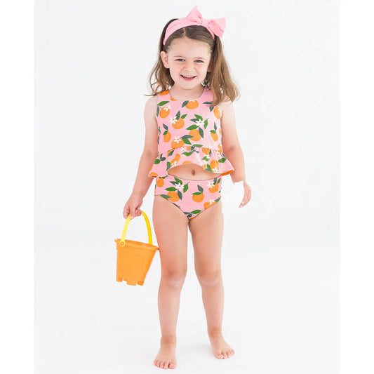Girls Orange You the Sweetest Reversible Peplum Tankini