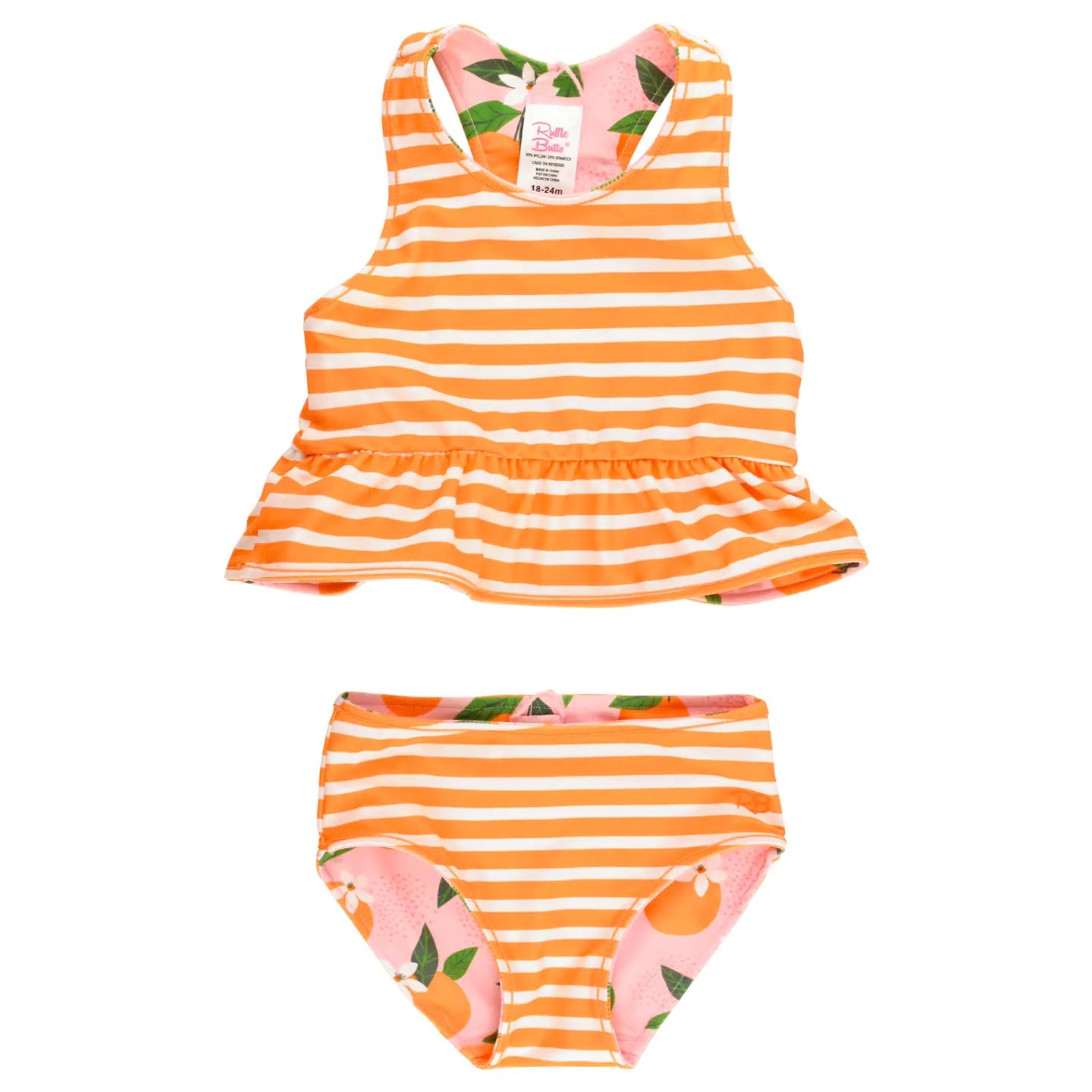 Girls Orange You the Sweetest Reversible Peplum Tankini
