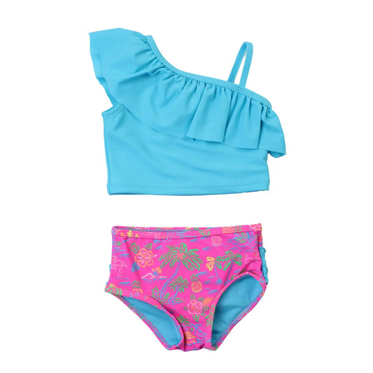 Girls Neon Island Time Tankini