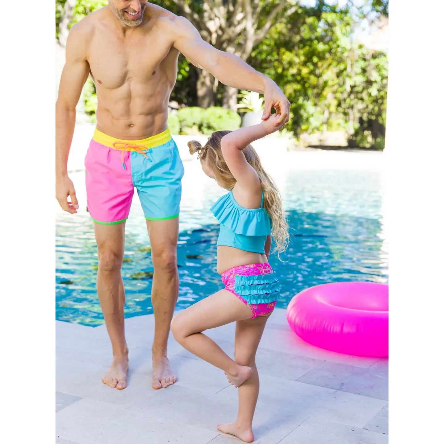 Girls Neon Island Time Tankini