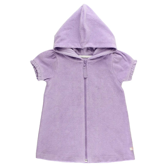Girls Lavender Terry Full-Zip Cover Up