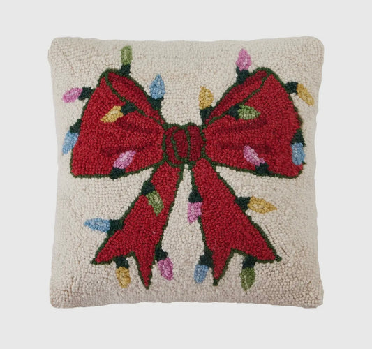 Christmas Bow Lights Hook Pillow