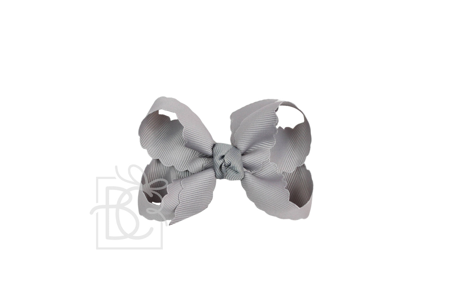 SCALLOPED EDGE BOW: Oatmeal / 4.5" Large - 1.5" Ribbon on Alligator Clip