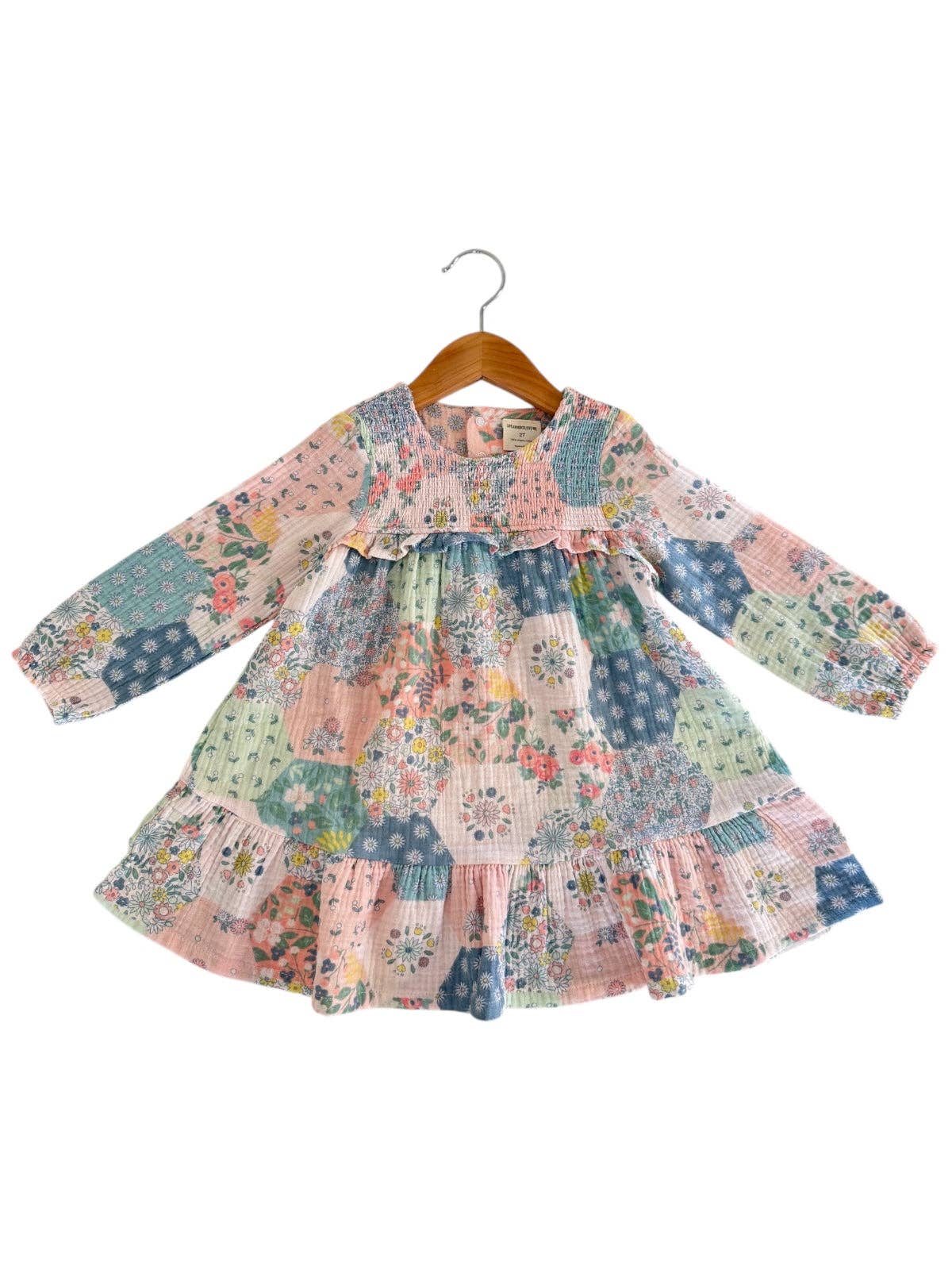 Smocked Ruffle Tiered Dress, Patchwork: 3 yr.